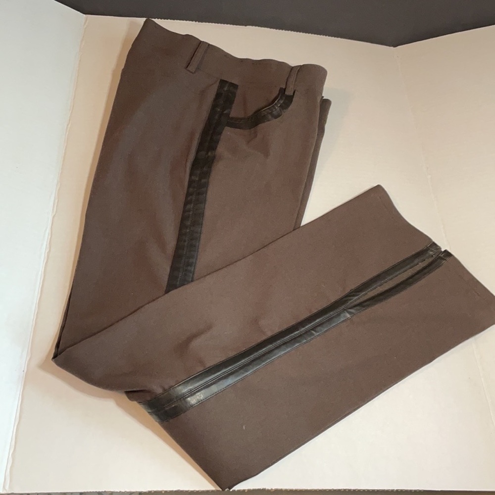 Buffalo Brown tuxedo Style Pants w vegan leather